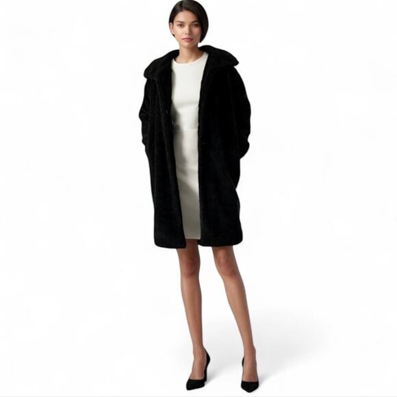 LANSHIFEI Jackets & Blazers - Lanshifei black teddy bear trench coat oversized winter chic minimalist cozy